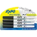 Expo Low-Odor Dry Erase Marker - Ultra Fine Point - Black - 4 Pack