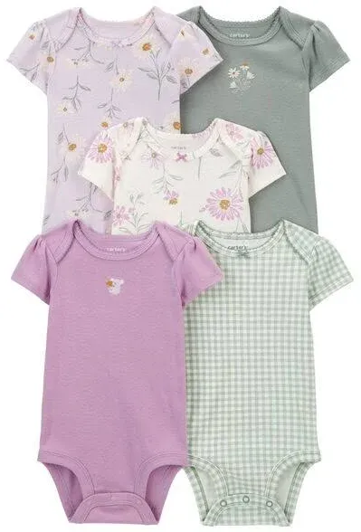 Carter's Baby Floral Short-Sleeve Bodysuits (5-Pack)