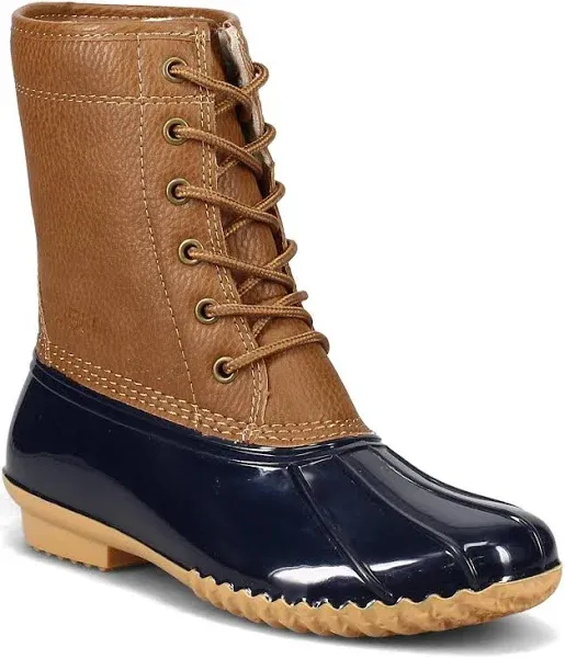 JBU Women Water Resistant Duck Boots Maplewood Size US 6M Navy Tan