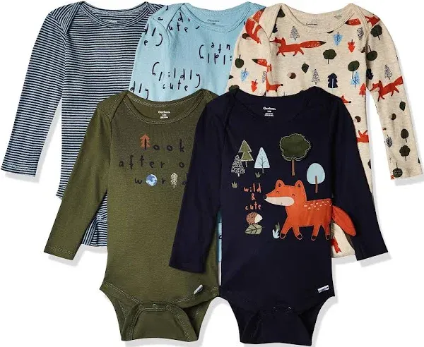 Gerber Baby Boys' 5-Pack Short Sleeve Fox Onesies