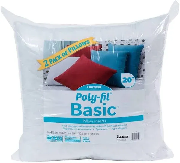 Fairfield Poly-Fil Basic 2ct. Pillow Insert, 18 inch x 18 inch, Size: 18 x 18, White