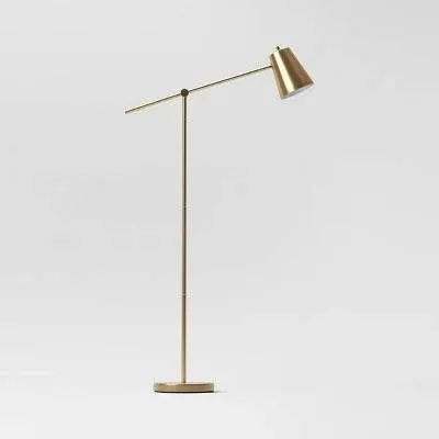 Cantilever Floor Lamp Black - Threshold: Adjustable, Swivel Arm, Metal Shade,