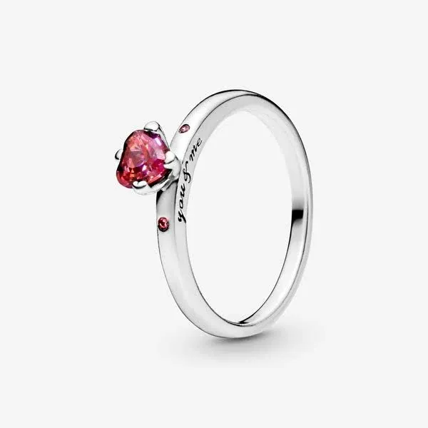 Pandora Sparkling Red Heart Cubic Zirconia Ring 196574CZRMX