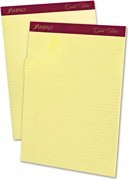 Ampad Gold Fibre Pads 8 1/2 x 11 3/4 Canary 50 Sheets Dozen 20022