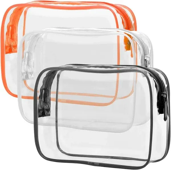 PACKISM Clear Makeup Bag - 3 Pack Beauty Clear Cosmetic Bag TSA Approved Toiletry Bag, Travel Clear Toiletry Bag, Quart Size Bag Carry On Airport