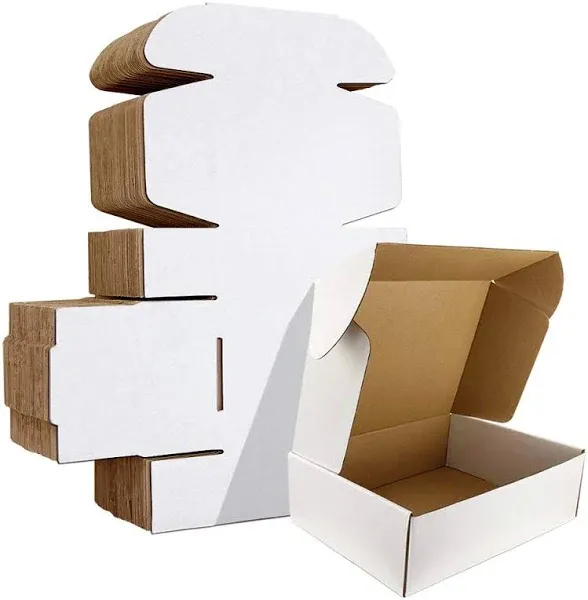 HORLIMER 11x8x2 Inches Shipping Boxes Set of 25, White Corrugated Cardboard Box Literature Mailer