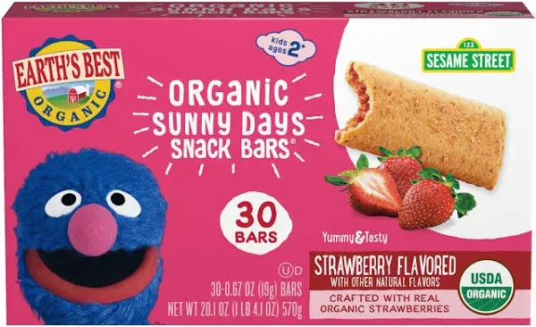 Earth's Best Snack Bars, Organic, Sunny Days, Strawberry, Sesame Street - 16 pack, 0.67 oz bars