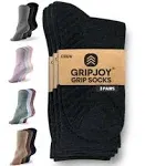 Gripjoy Men's Crew Socks with Grips (Pack of 3) - Black