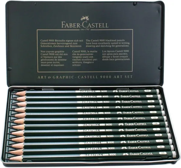 Faber-Castell Pencil Set 119063 Pencil Castell 9000 6 Metal Case NEW!