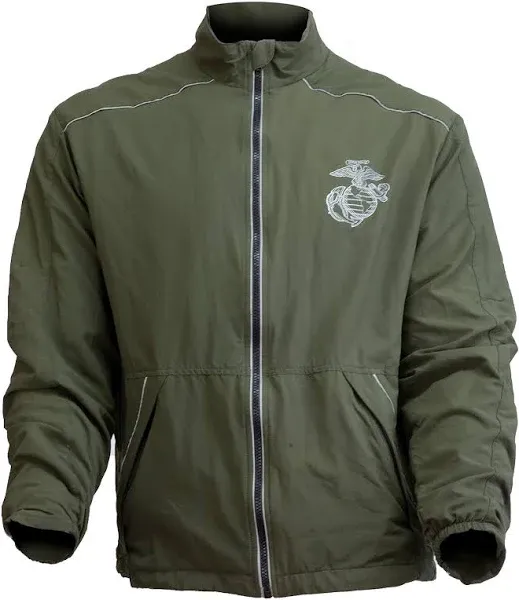 USMC Marines OD Green Windbreaker Running Jacket Mesh Lined Small-Long