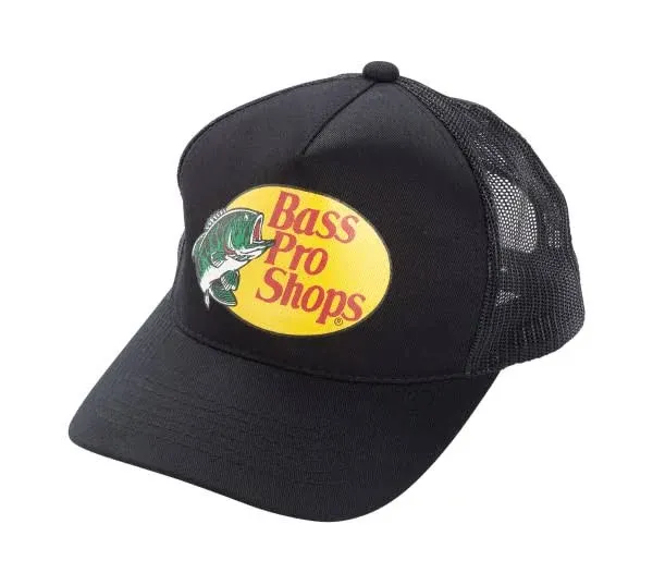 Bass Pro Shops Mesh Trucker Cap Hat- Black