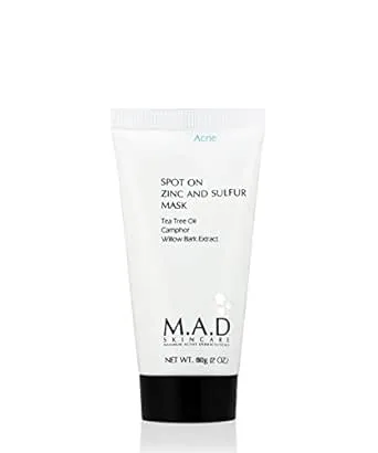 M.A.D Skincare Spot On Zinc And Sulfur Mask - For Acne Prone Skin 2 oz.