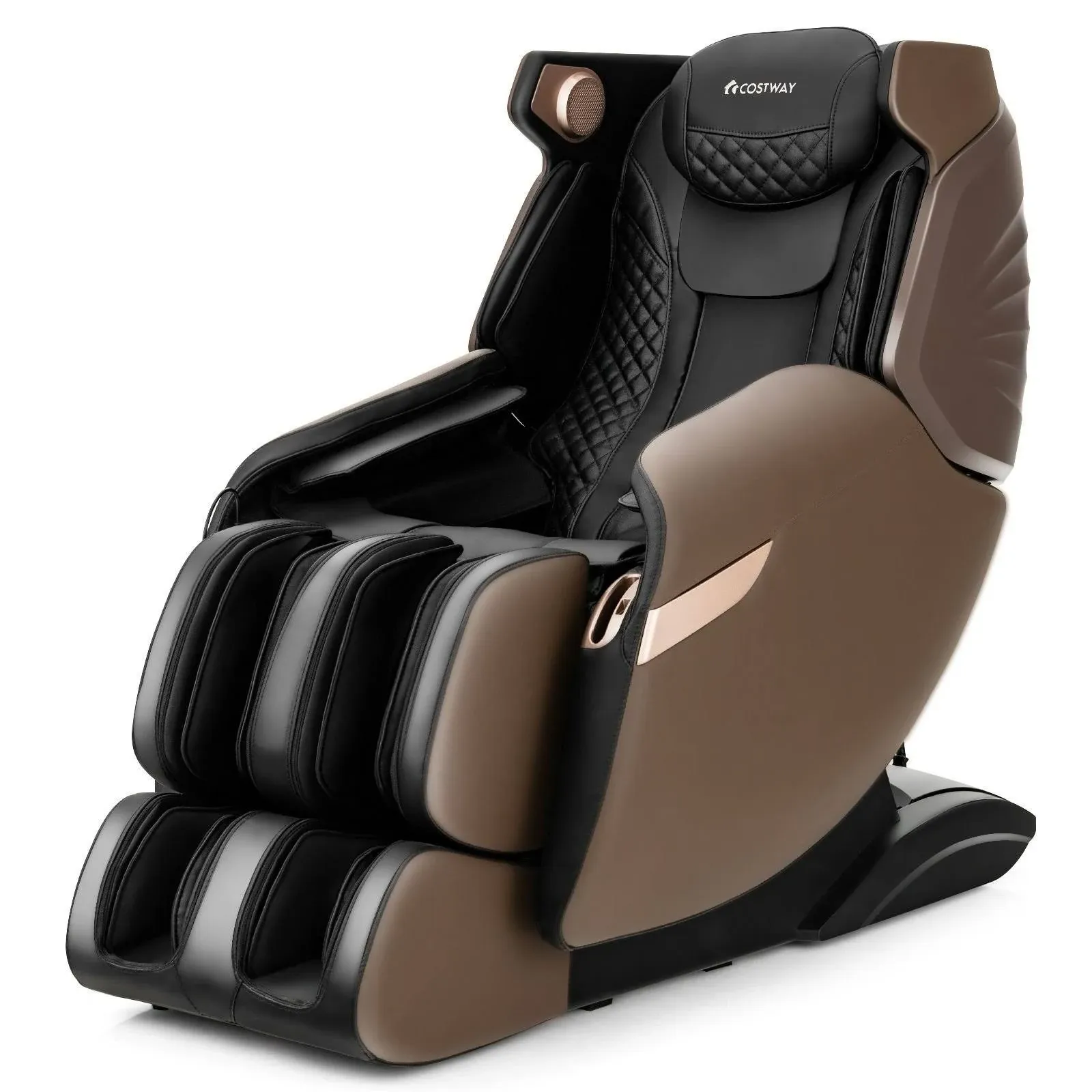 Full Body Zero Gravity Massage Chair with Pillow-Brown | Costway