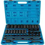 Impact Socket Set 1/2 Inch 43 Pcs Standard+Deep9 to 30 MM 6-Point Extension Bar