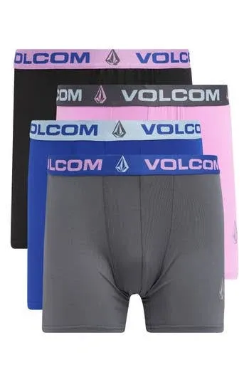 VOLCOM Men&#039;s 4 Pack Microfiber  Boxer Briefs  5.5&#034; Inseam NO Ride-Up Legs  NWT