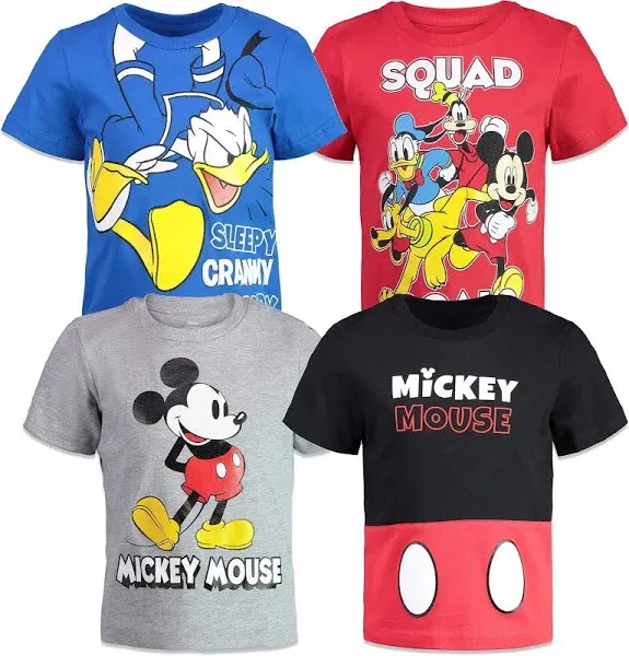 Kids Baby Disney Mickey Mouse Goofy Donald Duck 4 Pack T-Shirts