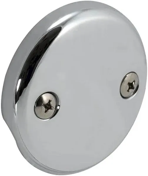 EZ-FLO Two-Hole Bathtub Overflow Face Plate with Brass Screws, Chrome, 35245