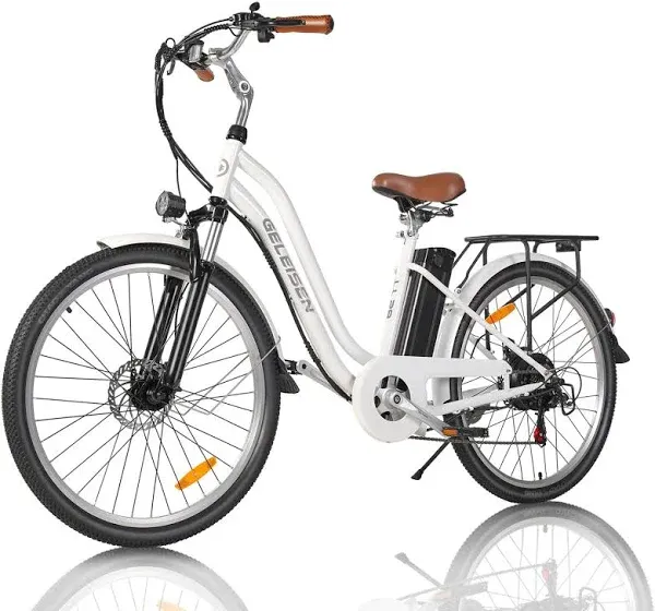 Electric Bike for Adults, 26" Ebikes, Peak 500W Electric Cruiser Bike with 36V 12.5Ah Removable Battery, 35km/h Electric Bicycle with 7-Speed (Standard, White -36V 12.5Ah)