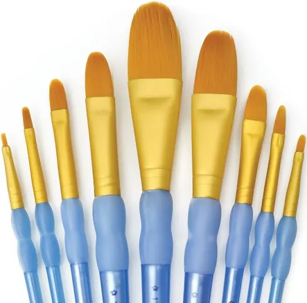 Royal and Langnickel RCC 304 Crafter's Choice Angular Taklon Variety Brush Set - Gold (Pack of 7)