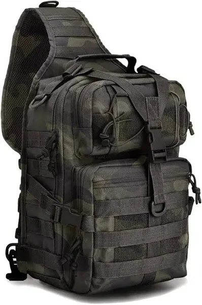 Men&#x27;s Tactical Sling Backpack Water-Resistant Black CP