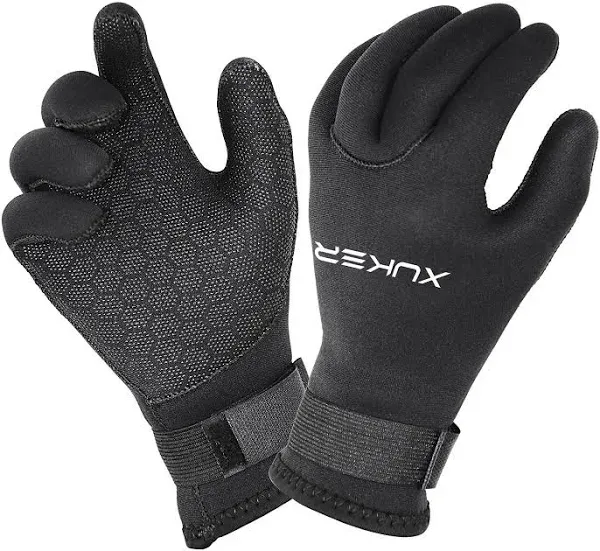 XUKER Water Gloves, 3mm & 5mm Neoprene Five Finger Warm Wetsuit Winter Gloves for Scuba Diving Snorkeling Surfing