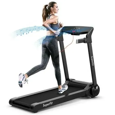 SuperFit 3HP Self-standing Folding Electric Treadmill Running Machine W/Speaker