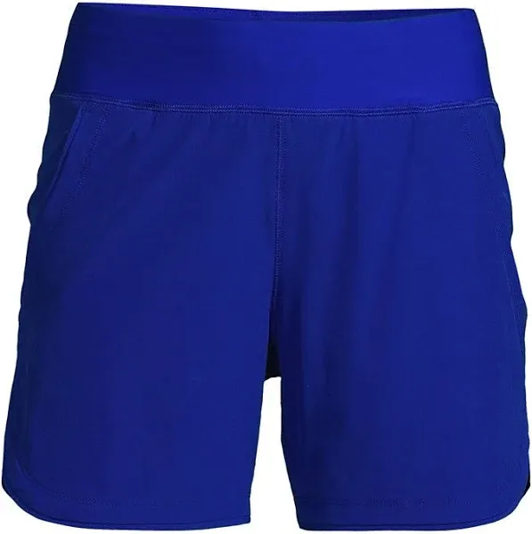 Lands' End Women's 5" Quick Dry Elastic Waist Board Shorts Swim Cover-up Shorts with Panty