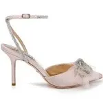 Badgley Mischka Sacred Satin Rhinestone Bow Pumps, Womens, 6.5M, White