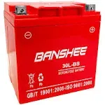 Banshee YTX30L-BS Power Sports Battery Replaces ETX30L CYIX30L-BS YGIX30 M7230L