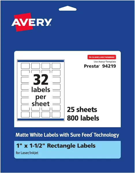 Avery Matte White Rectangle Labels