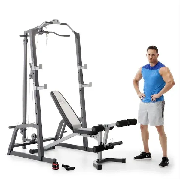 Pro Deluxe Cage System with Weightlifting Bench All-In-One Home Gym Equipment Pm