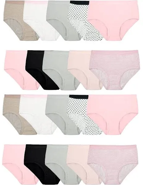 Fruit of the Loom Girls 100% Cotton White Brief Panties 6-Pack Size:4, Girl's