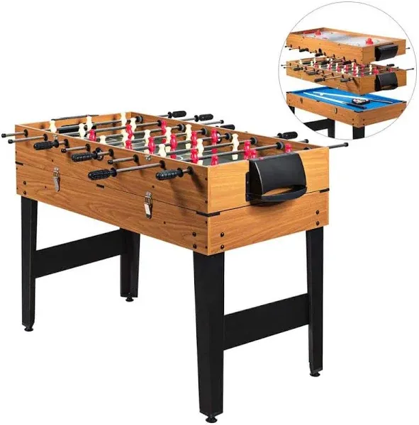 Costway 48" 3-in-1 Multi Combo Football Billiards Pool Hockey Game Table