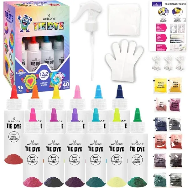 Tie Dye Kit, Set for Kids, 12 Vibrant Colors Pre-Filled Tye 12 COLORS 