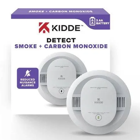 Kidde 10-Year Battery Powered Combination Smoke and Carbon Monoxide Detector with Alarm, LED Warning