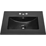 Swiss Madison 24" Vanity Top Bathroom Sink with 4" Centerset Faucet Holes in Matte Black