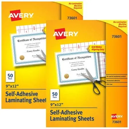 Avery Clear Laminating Sheets 9" x 12" 100 Total