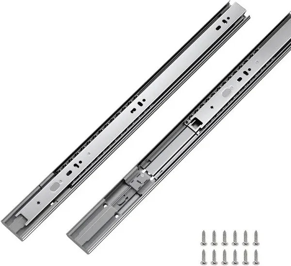 LONTAN 22 Inch Silver Basic Side Mount Drawer Slides- 6 Pairs Cabinet Drawer Glides Tool Box Trash Can Slider Heavy Duty Ball Bearing Drawer Rails 100LB Capacity Drawer Runners