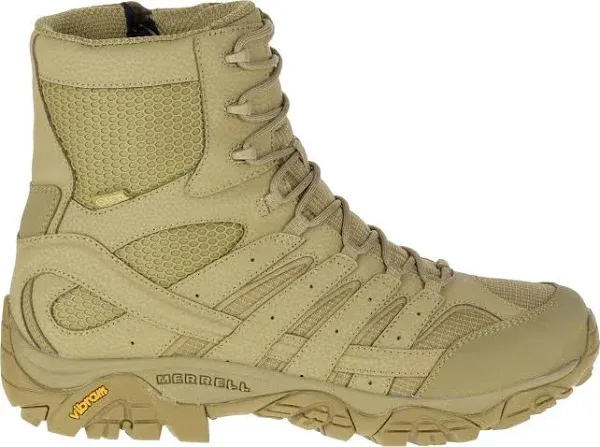 Merrell Mens Moab 2 8&#034;  Side Zip Tactical Waterproof Boots, Coyote,11.5