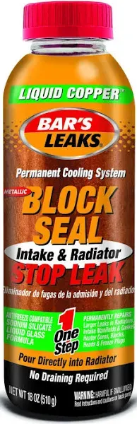 Bar&#039;s Leaks 1109 Block Seal Liquid Copper Intake and Radiator Stop Leak - 18 oz.