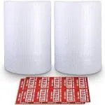 2-Pack Bubble Cushioning Wrap Rolls 3/16" Air Bubble 12 inch x 72 Feet Total Perforated Every 12" 20 Fragile Stickers Included