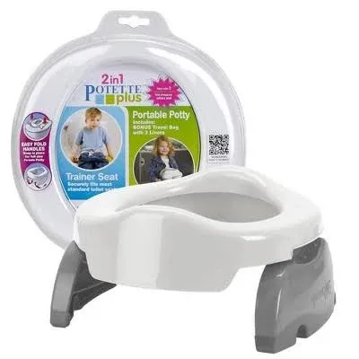 Kalencom Potette Plus 2-in-1 Travel Potty and Trainer Seat - Dual-Purpose Potty Training Toilet Seat - Portable Potty for Toddler Travel - With Durable, Lock-In Legs and Splash Guard - Pastel Pink