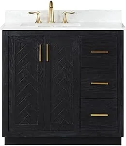 Gazsi 36" Single Bathroom Vanity Set in Black Oak without Mirror