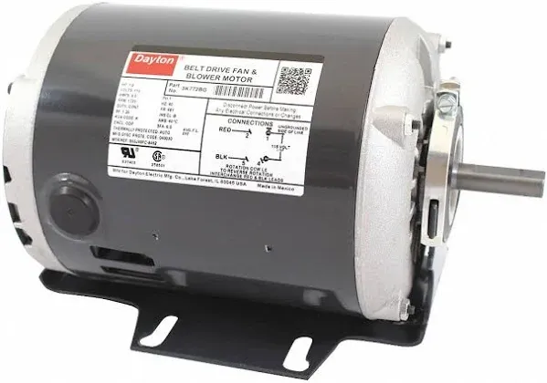 Dayton Belt Drive Fan &amp; Blower Motor 1/2HP 115V 8A 1725RPM #3K772BG