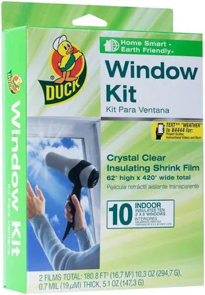 Duck Crystal Clear Shrink Film Window Kit 10 Indoor 3&#039; x 5&#039; Windows 2 Films READ