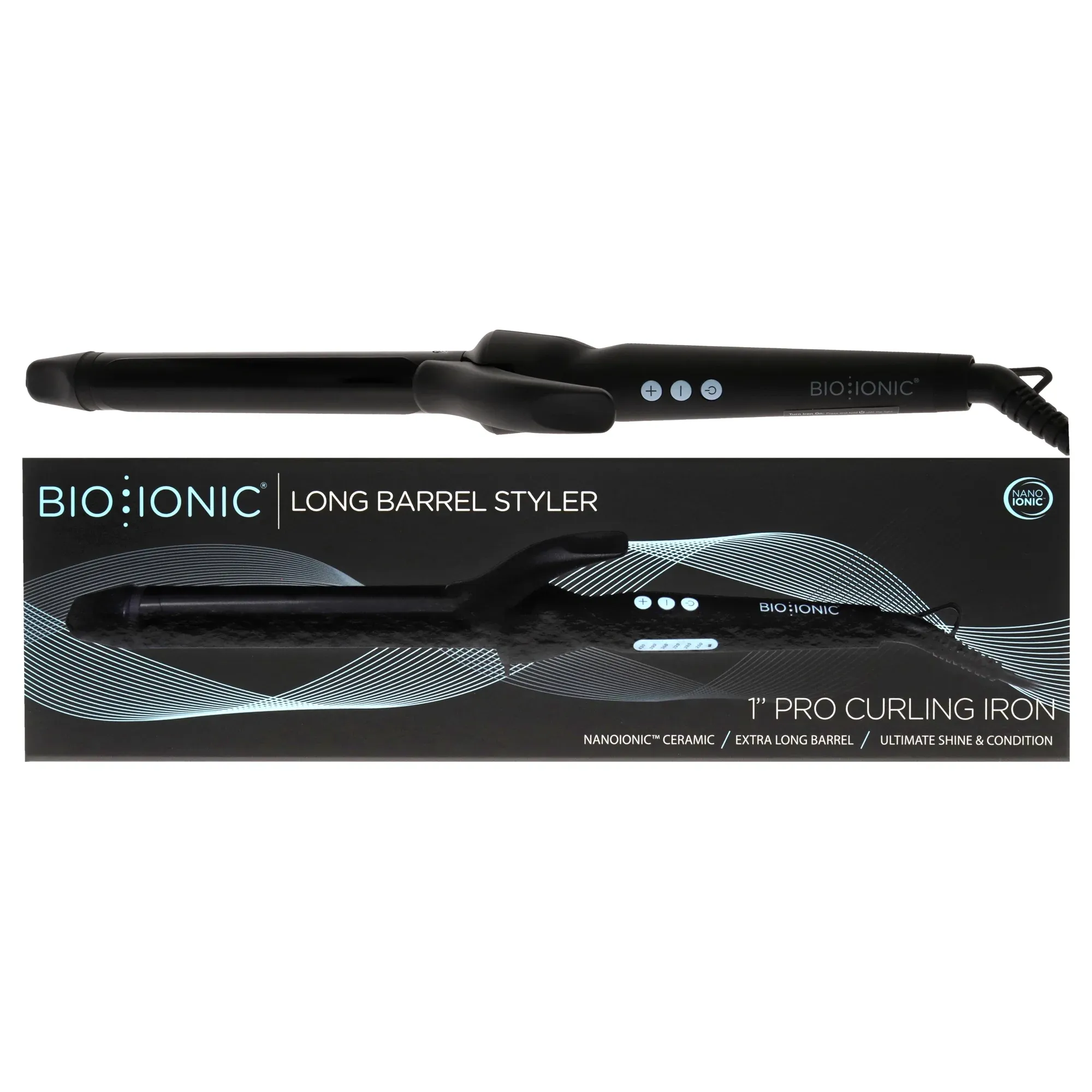 NEW Bio Ionic Long Barrel 1.5&#034; Styler Curling Iron - Black ——Authentic—-