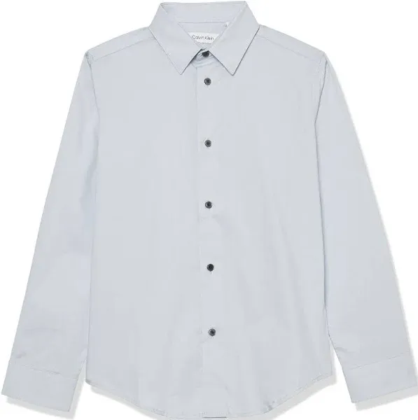 Calvin Klein Boys' Solid Stretch Poplin Shirt