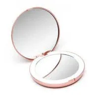 Fancii Compact Magnifying Mirror with Natural LED Lights, 1x and 10x Magnification - Natural Daylight, Portable Pocket Makeup Mirror for Purses and Travel, Rose Gold (Lumi Mini)