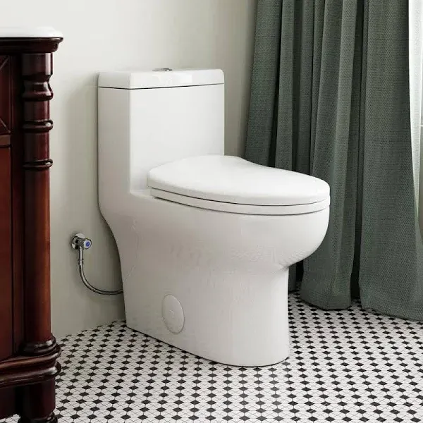 HOROW HR-ST076WD Dual Flush Elongated Toilet with Soft Close Seat, High-Efficiency Supply, Standard Bathroom Toilet 12" Rough-In, White Finish