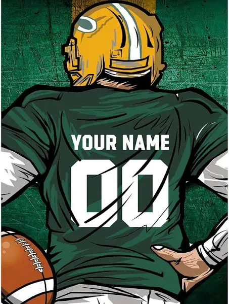 Weadatty Custom Football Diamond Painting with Name and Number,Customized Sports Fan Jersey Painting,Personnalized Football Player Diamond Art for Home Decor (Green Bay Green)